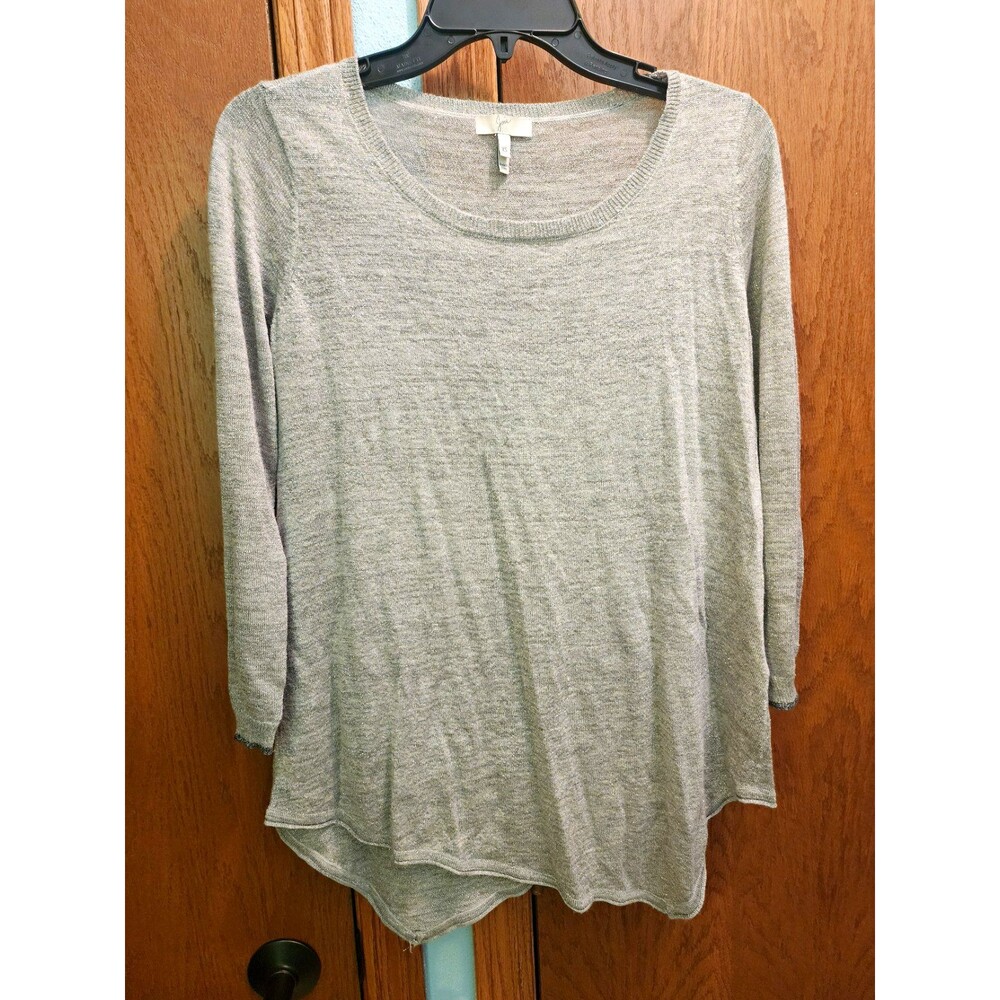 Joie Womens XS Gray Metallic Knit Scoop Neck Long Sleeve Pullover Top